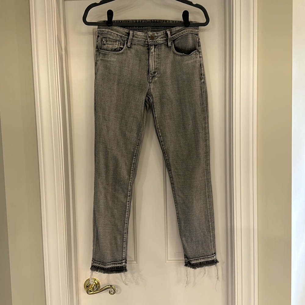 Fidelity Denim Stevie Crop MidRise Sz25 faded black / frayed hem Warhol color
